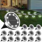 Solar Ground Lights INCX, pacote com 16, impermeável, branco frio