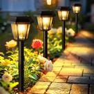 Solar Pathway Lights Gorrzai, pacote com 8, impermeável, 3000K