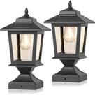 Solar Post Cap Lights Derynome Waterproof Glass Shade Black Matte Black Solar Post Cap Lights Derynome Waterproof Glass Shade Black Matte Black