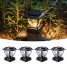 Solar Post Cap Lights OPOIRA Glass 2 modos, branco quente, pacote com 4