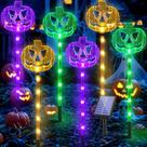 Solar Pumpkin Stake Lights Meters, pacote com 6 unidades, Halloween Outdoor Solar Pumpkin Stake Lights Meters, pacote com 6 unidades, Halloween Outdoor