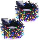 Solar String Lights EXF 400LED 132FT vermelho branco azul, pacote com 4