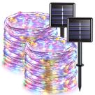 Solar String Lights JMEXSUSS, pacote com 2, 33 pés, 100 LED, à prova d'água Solar String Lights JMEXSUSS, pacote com 2, 33 pés, 100 LED, à prova d'água