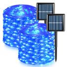 Solar String Lights QITONG, pacote com 2, 23 m, azul, impermeável