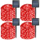 Solar String Lights QITONG, pacote com 4, 100 LED, 10 m, vermelho, impermeável