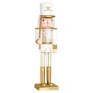 Soldado de Chumbo Decorativo em Madeira Branco com Detalhes Dourados e Espada 25 cm