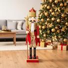 Soldado Quebra-Nozes Natalino 80cm Enfeite de Natal Luxo com Detalhes Dourados e Brilho