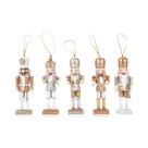 Soldados Quebra-Nozes Dourados Brilhantes De 12CM, Conjunto De 5 Enfeites De Natal Artesanais