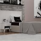 Solteiro Milano Ripado com Mesa de Cabeceira Branco