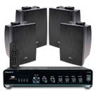 Som Academia Bluetooth Usb Controle Slim 2000 + 04 Caixas Jbl C321 Preta Fixar Parede