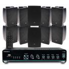 Som Ambiente Academia Bluetooth Controle Remoto Slim 2000 + 08 Caixas Jbl C321 Preta Fixar Parede