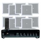 Som Ambiente Jbl 10 Arandelas Teto Gesso Embutir + Receiver Bluetooth Usb Controle Remoto