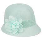 Sombrero Cloche de Lino con Flores para Mujer Angela & William en Color Menta