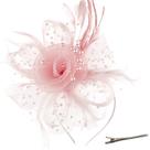Sombrero Fascinador DRESHOW con Flores, Malla, Cintas y Plumas