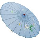 Sombrinha Japonesa em Bambu Azul Floral Sombrinha Japonesa em Bambu Azul Floral