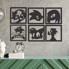 Sonic The Hedgehog Vazado Preto e Branco 16x16cm MDF 3mm Quadro Geek Gamer Decoração Presente