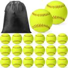 Sonwyoung Kit com 20 Softballs de Treino com Bolsa de Rede, Tamanho e Peso Oficiais, Bola de Softbol Slowpitch sem Marcações, Bola de Treino em material sintético para Treinamento (12 polegadas)