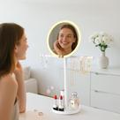 Soporte Organizador de Joyería con Espejo de Maquillaje Iluminado 2 en 1
