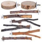 Soporte para posadero de aves Libiline natural de madera para pájaros, 8 piezas