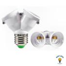 Soquete Bocal Duplo Tipo Y Adaptador E27 Prático Para Duas Lâmpadas - Maior Iluminação
