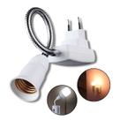 Soquete C/ Tomada Bocal E27 Bivolt 20cm Flexível Lâmpada Luz Quarto Sala Abajur Cozinha Botão Liga