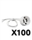 Soquete GU10 Para Dicroica Branco Com Rabicho Base Led 100 Peças