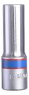 Soquete Sextavado Longo Encaixe 1/2 polegada 14mm Aço Cromo Vanádio Cromado Polido King Tony 423514M Porca Parafuso