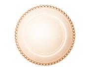 Sousplat de Cristal com Borda Coração Ambar Metalizado 32cm