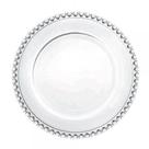 Sousplat de Cristal Coração Pearl de Vidro Transparente 32cm