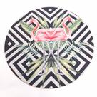 Sousplat Decorativo De Madeira Com Capa De Flamingo 35 cm