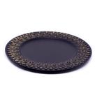 Sousplat para Prato de Mesa Decorativo Preto Com Flores Em Dourado 33 cm F01 - D'Rossi