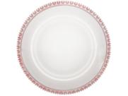 Sousplat Profissional de Cristal Borda Coração 32cm Ideal para Decoração Mesa Luxo Trans/Rosa