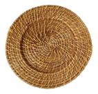 SOUSPLAT RATTAN MUNDIART REDONDO 32X32X1,5CM MARROM CLARO kit com 4 unidades