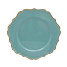 Sousplat Redondo Azul Com Borda Dourada 33Cm Rafimex
