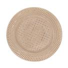 Sousplat Redondo de Plástico Wolff com Textura de Rattan Bronze 33cm
