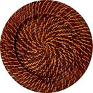 Sousplat Redondo Rattan Bambu Marrom Escuro 32x32cm