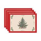 Sousplats De Linho Com Estampa De Árvore De Natal, Antiderrapantes E Isolantes Térmicos, Para