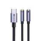Splitter Divisor USB Tipo C para Fone P2 e Microfone P2 Cabo Nylon Reforçado Cinza e Preto Adaptador USB-C AD-229