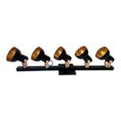 Spot 5 Lampadas Trilho De Teto Preto Cobre