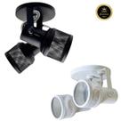Spot Duplo Barra 2 Sobrepor Alumínio Direcionável E27 Bivolt Preto e Branco
