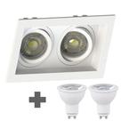 Spot Duplo Embutir Quadrado Recuado Mr16 Branco + Led Save Energy 4,8w 4000k Spot Duplo Embutir Quadrado Recuado Mr16 Branco + Led Save Energy 4,8w 4000k