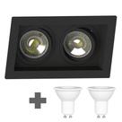 Spot Duplo Embutir Quadrado Recuado Mr16 Preto + Led Stella 6w 4000K Spot Duplo Embutir Quadrado Recuado Mr16 Preto + Led Stella 6w 4000K