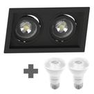 Spot Duplo Embutir Quadrado Recuado Par20 Preto + Led 4,8w Save Energy 4000k Spot Duplo Embutir Quadrado Recuado Par20 Preto + Led 4,8w Save Energy 4000k
