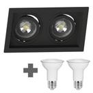 Spot Duplo Embutir Quadrado Recuado Par20 Preto + Led Stella 5,5w 2700k Spot Duplo Embutir Quadrado Recuado Par20 Preto + Led Stella 5,5w 2700k