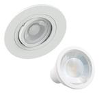 Spot embutir redondo face plana mr16 dicroica com lampada 2700k branco quente 4,5w luminatti aaatop itmr16r