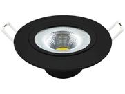 Spot Led 5w Redondo Embutir Branco Frio 9x9cm Preto