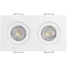 SPOT LED QUADRADO DUPLO DIRECIONAVEL EMBUTIR 10W 6500k CORPO BRANCO EMBULED