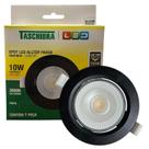 Spot Led Redondo Preto Embutir 10w Branco Quente 3000K