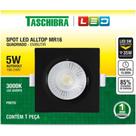 Spot Led Taschibra Alltop Embutir Quadrado Preto 5W 3000K
