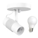Spot Luminária Sobrepor Direcionável + Lâmpada 9w P/ Teto Parede Área Externa Canopla Redonda Branco ou Preto P/ 1 ou 2 Lâmpadas
